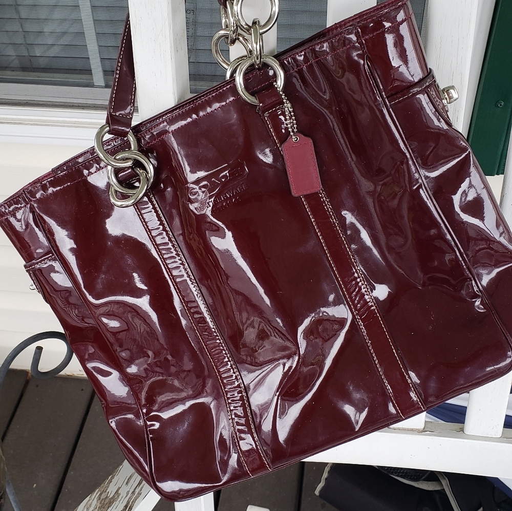 Coach red patton leather shoulder bag